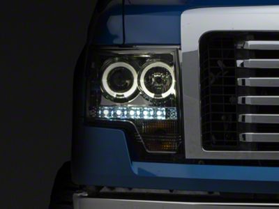 LED Halo Projector Headlights; Chrome Housing; Smoked Lens (09-14 F-150 w/ Factory Halogen Headlights)