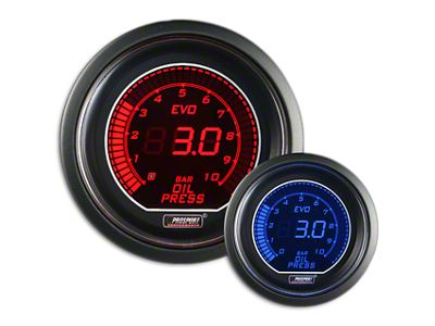 Prosport 52mm EVO Metric Series Oil Pressure Gauge; Electrical; 0-10 BAR; Blue/Red (Universal; Some Adaptation May Be Required)