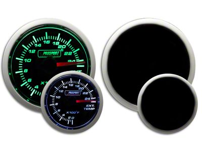 Prosport 52mm Performance Series Exhaust Gas Temperature Gauge; Green/White (Universal; Some Adaptation May Be Required)