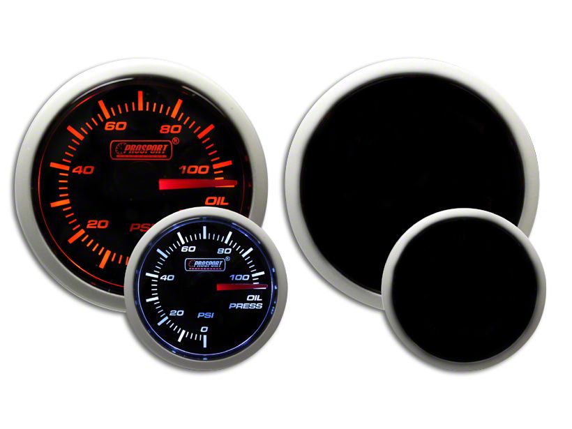 Prosport 52mm Performance Series Oil Pressure Gauge; Electrical; Amber/White (Universal; Some Adaptation May Be Required)