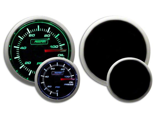 Prosport 52mm Performance Series Oil Pressure Gauge; Electrical; Green/White (Universal; Some Adaptation May Be Required)