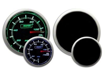 Prosport 52mm Performance Series Oil Pressure Gauge; Electrical; Green/White (Universal; Some Adaptation May Be Required)