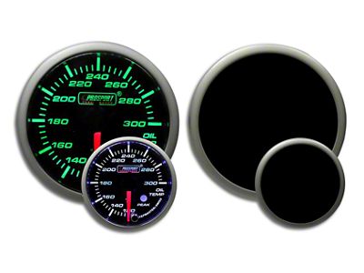 Prosport 52mm Premium Series Oil Temperature Gauge; Electrical; Green/White (Universal; Some Adaptation May Be Required)