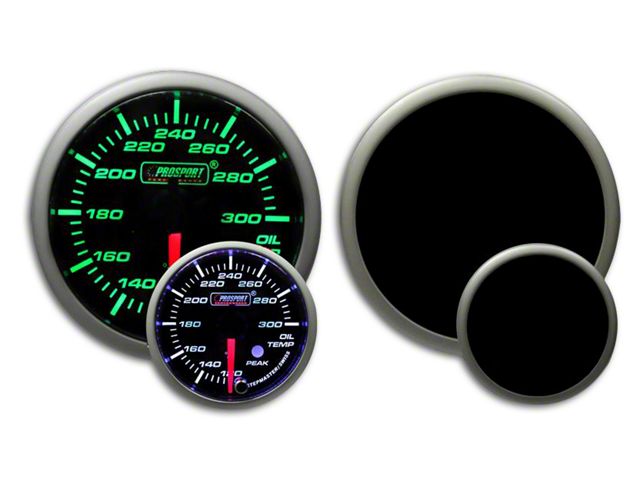 Prosport 52mm Premium Series Oil Temperature Gauge; Electrical; Green/White (Universal; Some Adaptation May Be Required)