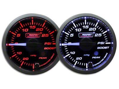 Prosport 52mm Premium Series White Pointer Boost Gauge; Electrical; Amber/White (Universal; Some Adaptation May Be Required)