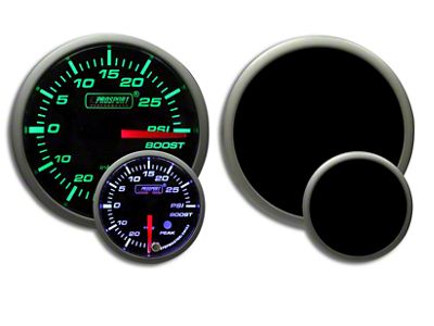 Prosport 52mm Premium Series White Pointer Boost Gauge; Electrical; Green/White (Universal; Some Adaptation May Be Required)