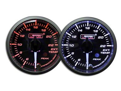 Prosport 52mm Premium Series White Pointer Exhaust Gas Temperature Gauge; Electrical; Amber/White (Universal; Some Adaptation May Be Required)