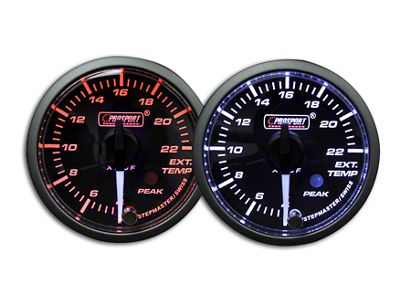 Prosport 52mm Premium Series White Pointer Exhaust Gas Temperature Gauge; Electrical; Amber/White (Universal; Some Adaptation May Be Required)