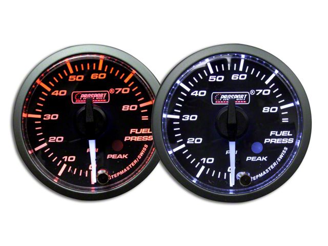Prosport 52mm Premium Series White Pointer Fuel Pressure Gauge; Electrical; Amber/White (Universal; Some Adaptation May Be Required)