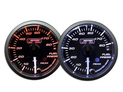 Prosport 52mm Premium Series White Pointer Fuel Pressure Gauge; Electrical; Amber/White (Universal; Some Adaptation May Be Required)