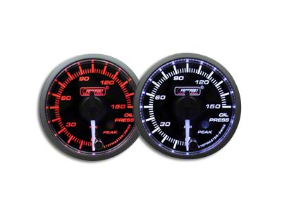 Prosport 52mm Premium Series White Pointer Oil Pressure Gauge; Electrical; Amber/White (Universal; Some Adaptation May Be Required)