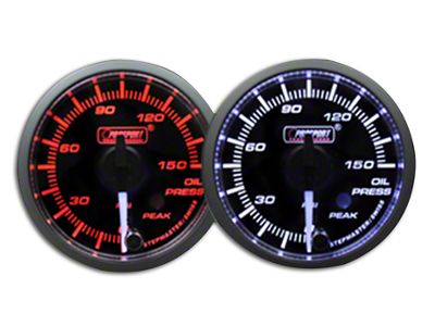Prosport 52mm Premium Series White Pointer Oil Pressure Gauge; Electrical; Amber/White (Universal; Some Adaptation May Be Required)