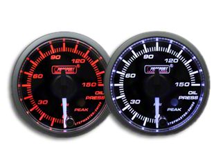 Prosport 52mm Premium Series White Pointer Oil Pressure Gauge; Electrical; Amber/White (Universal; Some Adaptation May Be Required)