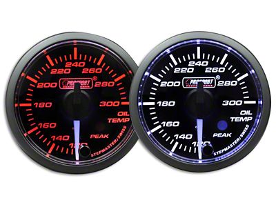 Prosport 52mm Premium Series White Pointer Oil Temperature Gauge; Electrical; Amber/White (Universal; Some Adaptation May Be Required)