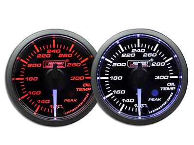 Prosport 52mm Premium Series White Pointer Oil Temperature Gauge; Electrical; Amber/White (Universal; Some Adaptation May Be Required)