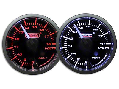 Prosport 52mm Premium Series White Pointer Volt Gauge; Electrical; Amber/White (Universal; Some Adaptation May Be Required)