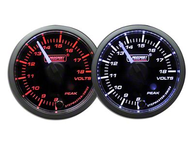 Prosport 52mm Premium Series White Pointer Volt Gauge; Electrical; Amber/White (Universal; Some Adaptation May Be Required)