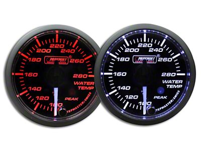 Prosport 52mm Premium Series White Pointer Water Temperature Gauge; Electrical; Amber/White (Universal; Some Adaptation May Be Required)