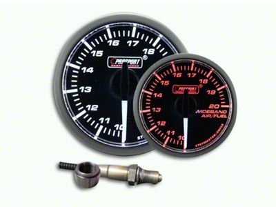 Prosport 52mm Premium Series White Pointer Wideband Air/Fuel Ratio Gauge; Amber/White (Universal; Some Adaptation May Be Required)