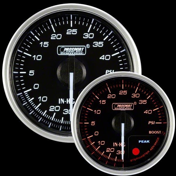 Prosport 52mm Supreme Series Boost Gauge; Electrical; 40 PSI; Amber/White (Universal; Some Adaptation May Be Required)