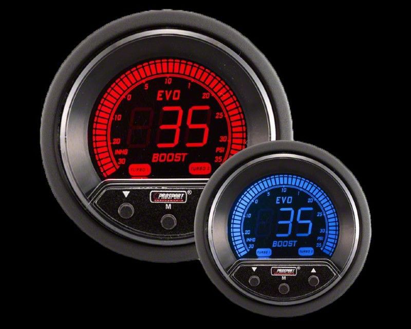 Prosport 52mm EVO Series Boost Controller/Boost Gauge Combo; Electrical; 35 PSI; Blue/Red (Universal; Some Adaptation May Be Required)