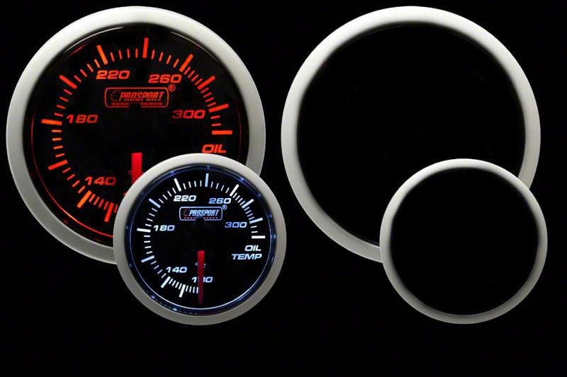 Prosport 52mm Performance Series Oil Temperature Gauge; Electrical; Amber/White (Universal; Some Adaptation May Be Required)