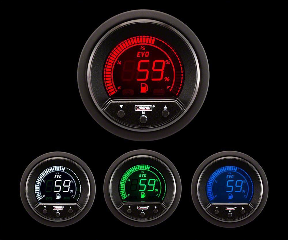 Prosport 52mm Premium EVO Series Fuel Level Gauge; Electrical; Blue/Red/Green/White (Universal; Some Adaptation May Be Required)