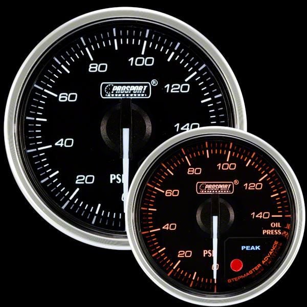 Prosport 52mm Supreme Series Oil Pressure Gauge; Electrical; Amber/White (Universal; Some Adaptation May Be Required)