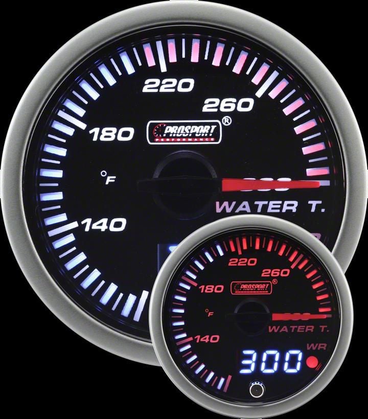 Prosport 52mm JDM Series Dual Display Water Temperature Gauge; Electrical; Amber/White (Universal; Some Adaptation May Be Required)