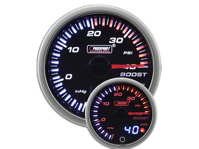 Prosport 52mm JDM Series Dual Display Boost Gauge; Electrical; Amber/White (Universal; Some Adaptation May Be Required)