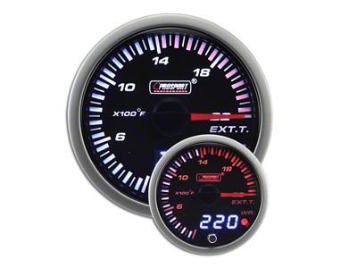 Prosport 52mm JDM Series Dual Display Exhaust Gas Temperature Gauge; Electrical; Amber/White (Universal; Some Adaptation May Be Required)