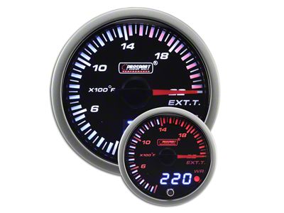 Prosport 52mm JDM Series Dual Display Exhaust Gas Temperature Gauge; Electrical; Amber/White (Universal; Some Adaptation May Be Required)