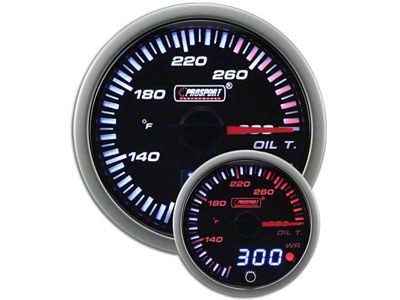 Prosport 52mm JDM Series Dual Display Oil Temperature Gauge; Electrical; Amber/White (Universal; Some Adaptation May Be Required)