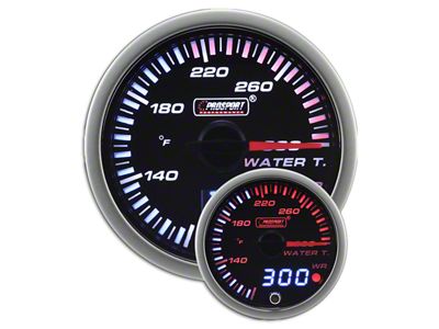 Prosport 52mm JDM Series Dual Display Water Temperature Gauge; Electrical; Amber/White (Universal; Some Adaptation May Be Required)