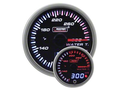 Prosport 52mm JDM Series Dual Display Water Temperature Gauge; Electrical; Amber/White (Universal; Some Adaptation May Be Required)