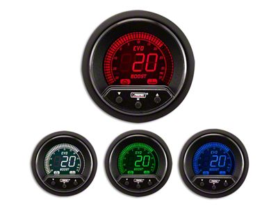 Prosport 52mm Premium EVO Series Evo Boost Gauge; Electrical; 35 PSI; Blue/Red/Green/White (Universal; Some Adaptation May Be Required)