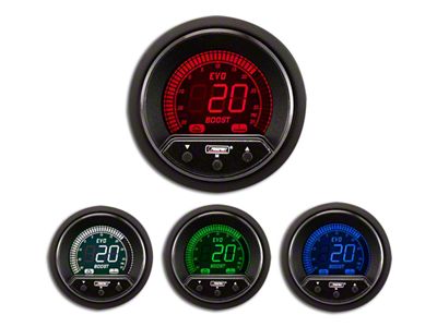 Prosport 52mm Premium EVO Series Evo Boost Gauge; Electrical; 35 PSI; Blue/Red/Green/White (Universal; Some Adaptation May Be Required)