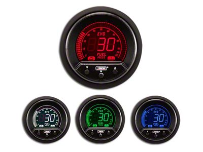 Prosport 52mm Premium EVO Series Fuel Pressure Gauge; Electrical; Blue/Red/Green/White (Universal; Some Adaptation May Be Required)