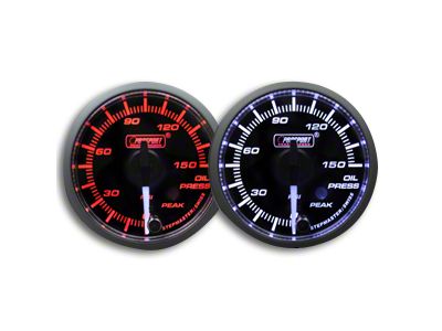 Prosport 52mm Premium Series White Pointer Oil Pressure Gauge; Electrical; Amber/White (Universal; Some Adaptation May Be Required)