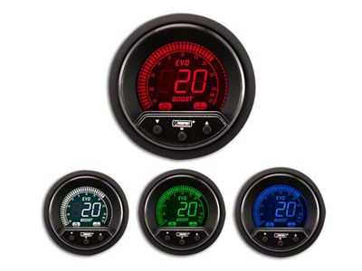 Prosport 52mm Premium EVO Series Evo Boost Gauge; Electrical; 35 PSI; Blue/Red/Green/White (Universal; Some Adaptation May Be Required)