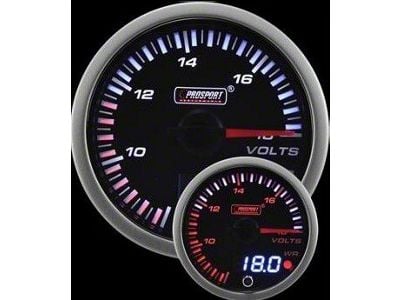 Prosport 52mm JDM Series Dual Display Volt Gauge; Electrical; Amber/White (Universal; Some Adaptation May Be Required)