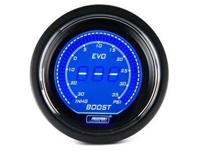 Prosport 52mm EVO Series Boost Gauge; Electrical; 35 PSI; Blue/Red (Universal; Some Adaptation May Be Required)