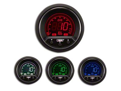 Prosport 52mm Premium EVO Series Oil Pressure Gauge; Electrical; Blue/Red/Green/White (Universal; Some Adaptation May Be Required)