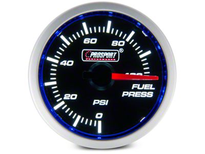 Prosport 52mm Performance Series Fuel Pressure Gauge; Electrical; Blue/White (Universal; Some Adaptation May Be Required)