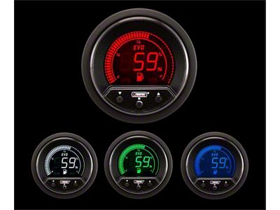 Prosport 52mm Premium EVO Series Fuel Level Gauge; Electrical; Blue/Red/Green/White (Universal; Some Adaptation May Be Required)