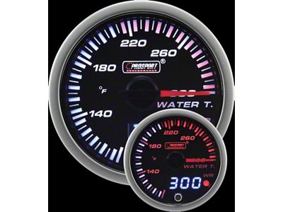 Prosport 52mm JDM Series Dual Display Water Temperature Gauge; Electrical; Amber/White (Universal; Some Adaptation May Be Required)