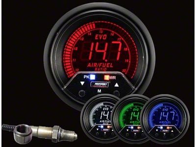 Prosport 52mm Premium EVO Series Wideband Air Fuel Ratio Gauge with With Bosch Sensor; Electrical; Blue/Red/Green/White (Universal; Some Adaptation May Be Required)