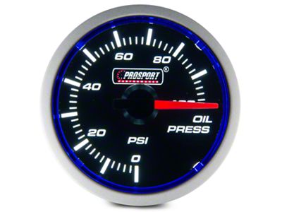 Prosport 52mm Performance Series Oil Pressure Gauge; Electrical; Blue/White (Universal; Some Adaptation May Be Required)