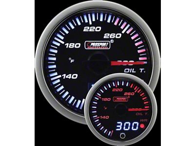 Prosport 52mm JDM Series Dual Display Oil Temperature Gauge; Electrical; Amber/White (Universal; Some Adaptation May Be Required)