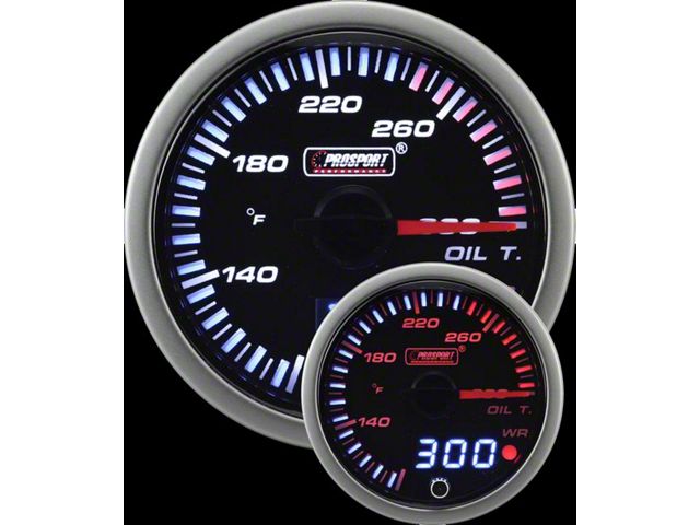 Prosport 52mm JDM Series Dual Display Oil Temperature Gauge; Electrical; Amber/White (Universal; Some Adaptation May Be Required)